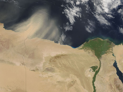 Satellite photos of Egypt and Libya