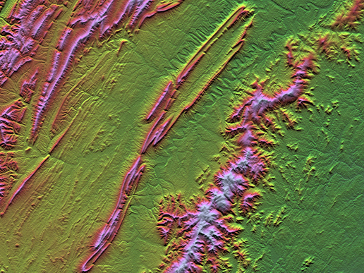 Topographical view of Shenandoah National Park