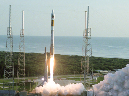 The Mars Reconnaissance Orbiter lifts off fromCape Canaveral Air Force Station at 7:43 a.m. EDT on Aug. 12, 2005. The Mars Reconnaissance Orbiter lifts off fromCape Canaveral Air Force Station at 7:43 a.m. EDT on Aug. 12, 2005.