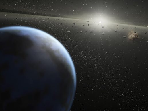 Artist's concept of a massive asteroid belt