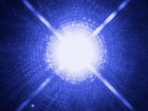 White-dwarf star, a burned-out stellar remnant, is a faint companion of the brilliant blue-white Dog Star, Sirius.