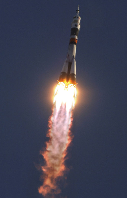 Expedition 13 Commander Pavel Vinogradov and Flight Engineer Jeff Williams began their mission aboard a Soyuz rocket that launched from the Baikonur Cosmodrome in Kazakhstan.