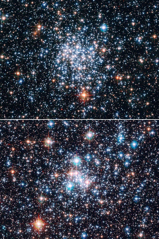 Open star clusters NGC 265 (top) and NGC 290 (bottom) in the Small Magellanic Cloud Open star clusters NGC 265 (top) and NGC 290 (bottom) in the Small Magellanic Cloud