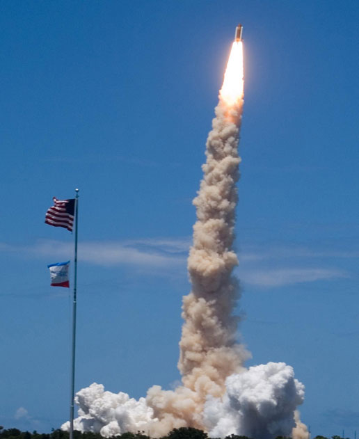 Space Shuttle Discovery lifted off from Kennedy Space Center in a spectacular display of sound and light befitting of Independence Day.