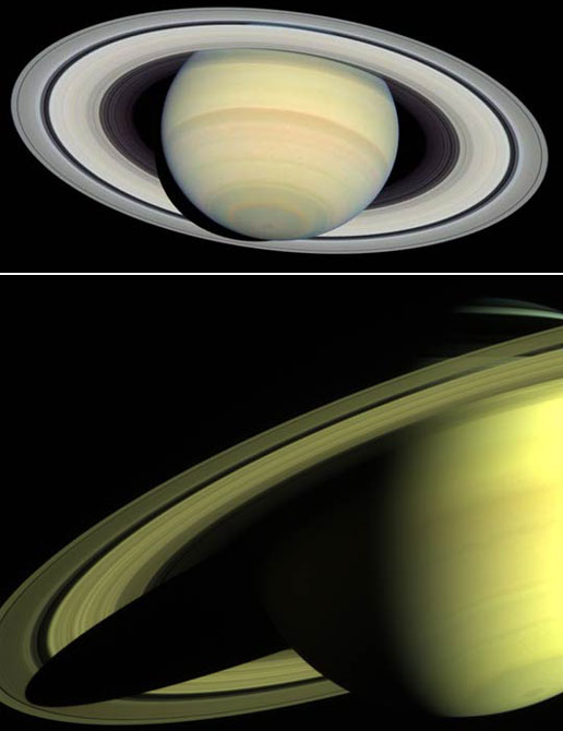 Photos of Saturn from Hubble and Cassini