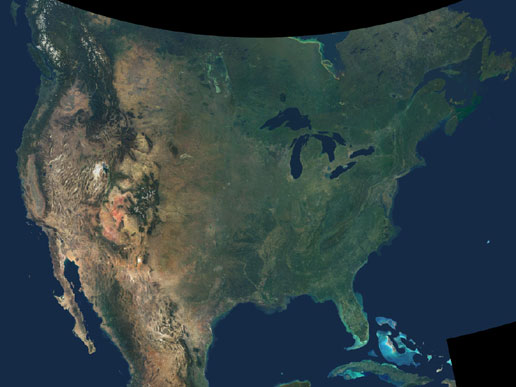 Satellite image of North America