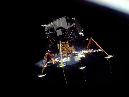 Apollo 11 lunar module Eagle orbits the moon